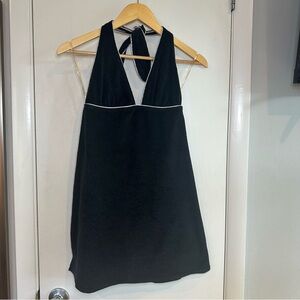 Ralph Lauren Terrycloth Halter Mini Dress. Size: Small. Black with White Trim.